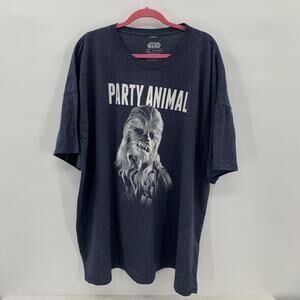 Star Wars Graphic T-Shirt Mens Big and Tall 4XL Chewbacca Party Animal Blue